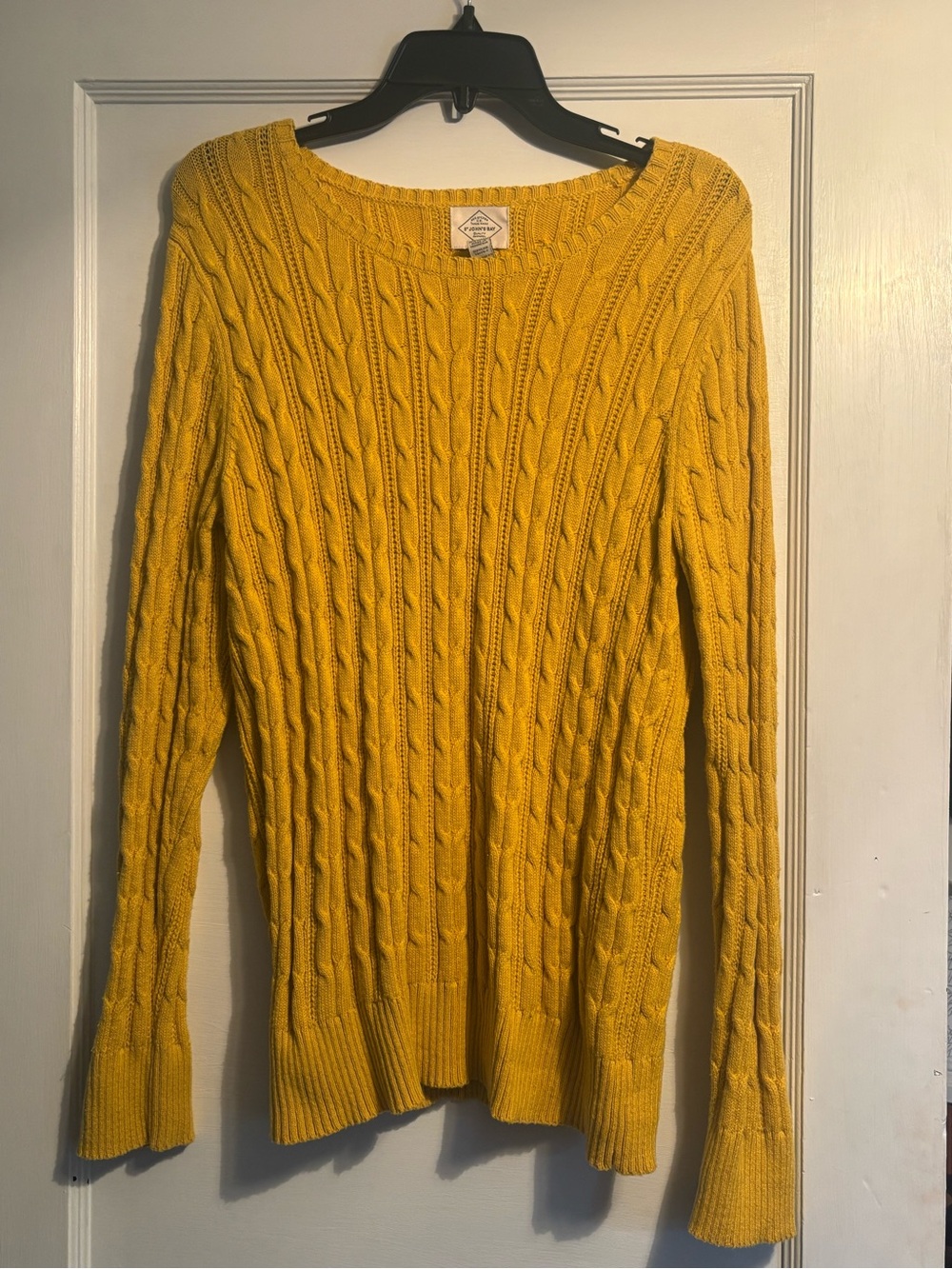 St. John's Bay Cable Knit Crew Sweater - Yellow